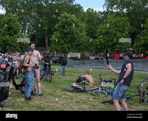 June Cyclists In London Taking Photos Of Each Other After The World Naked Bike Ride Is A