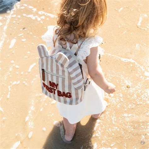 Sac Dos Enfant My First Bag Rayures Nude Et Terracotta