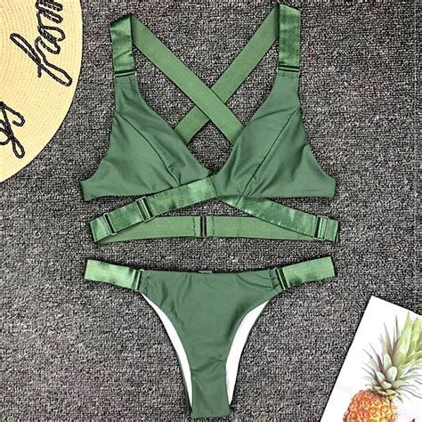 New Sexy Bandeau Bikini Adjust Buckle Swimsuit Women Bikinis Micro