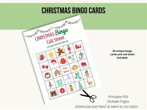 Printable Christmas Bingo Cards 30 Christmas Bingo Cards Christmas ...