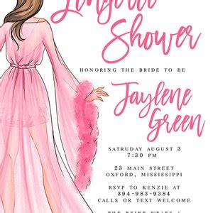 Jaylene Lingerie Shower Invitation Pink Bridal Shower Invitation Bachelorette Party Invitation
