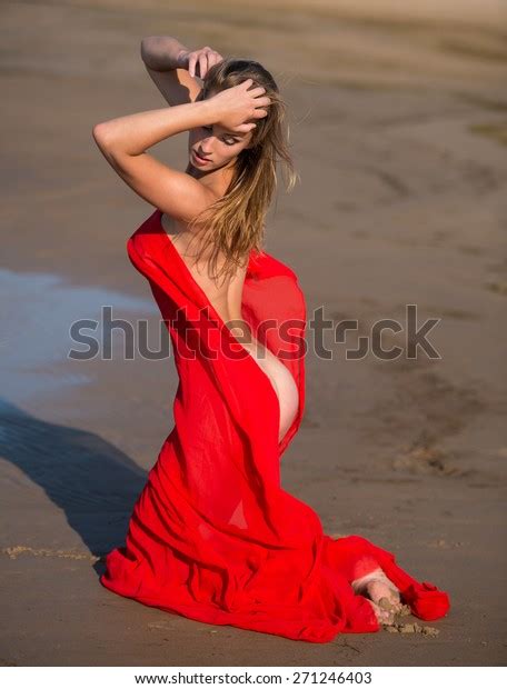 Beautiful Nude Woman Red Fabric Posing Stock Photo Shutterstock