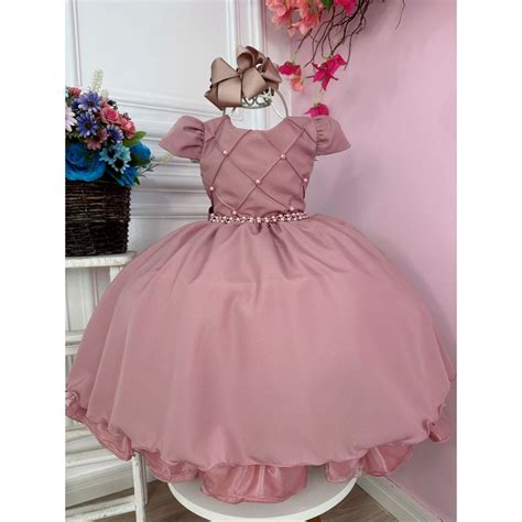 Vestido Infantil Feminino Para Princesas Ao Jardim Nude