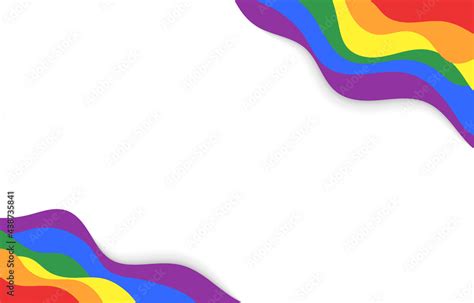 LGBT Rainbow Wave Flag Flutter Of Lesbian Gay And Bisexual Colorful Border Frame Concept