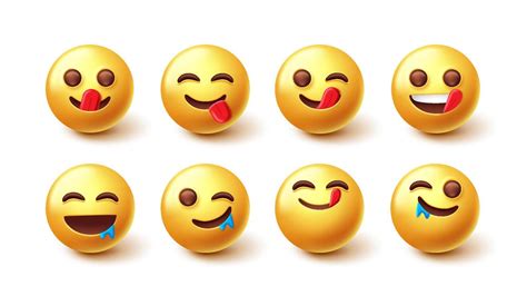 Emojis Leckerer Gesichtszeichenvektorsatz Emoji 3d Zum Lecken Und