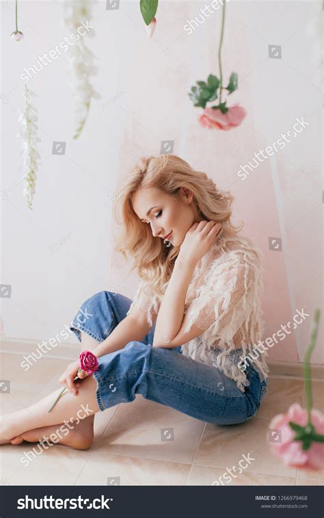 Portrait Beautiful Blonde Girl Makeup Fashion Stock Photo Edit Now 1266979468
