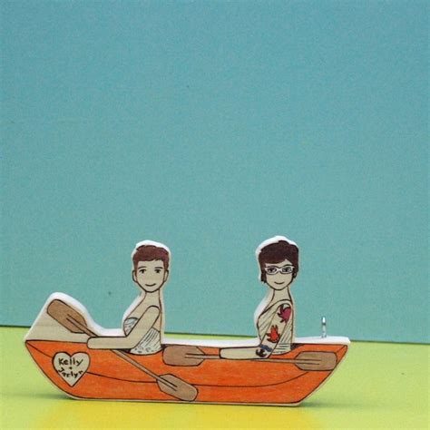 Custom Wedding Cake Topper Same Sex Lesbian Gay Couple In Canoe Or Kayak With Separate Boat