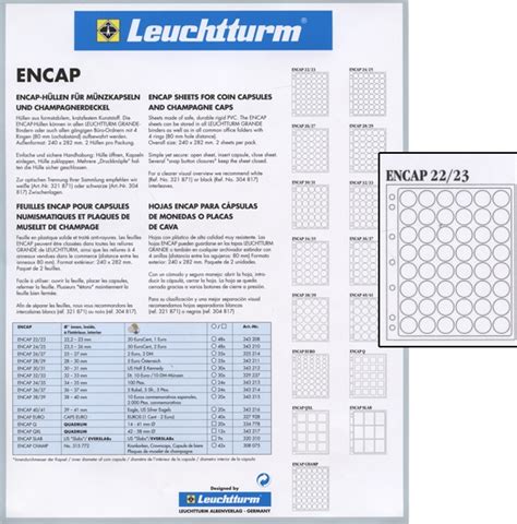 ENCAP FEUILLES RIGIDES POUR 48 PIÈCES DE 22 23 MM EN CAPSULES PAQUET