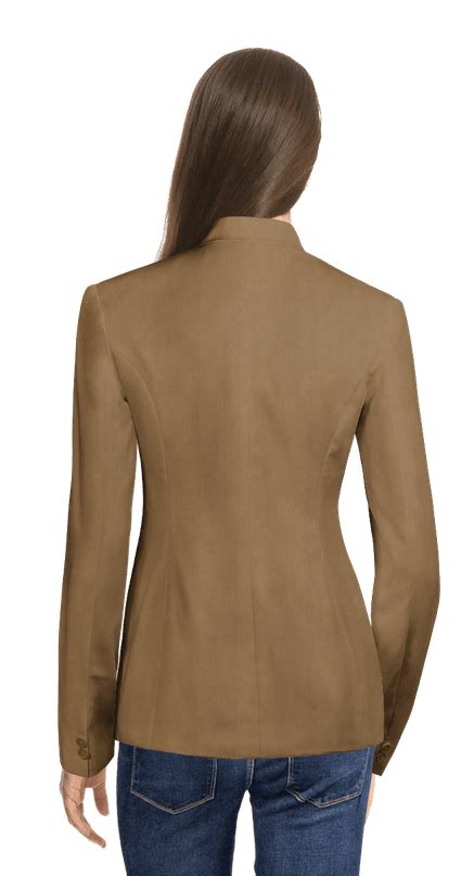 Sand Stretch One Button Blazer With Peak Lapels Sumissura