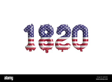 3d illustration of 1820 balloon with USA flag colors isolated on white ...