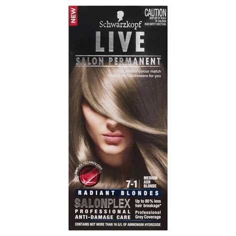 Buy Schwarzkopf Live Salon Permanent 7 1 Medium Ash Blonde Online At Chemist Warehouse