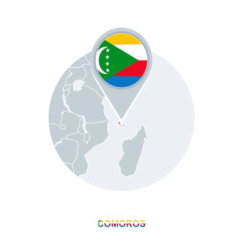 Comoros map and flag, vector map icon with highlighted Comoros 21055505