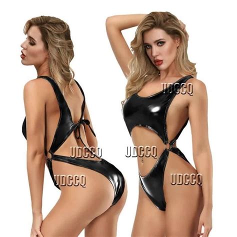 Lingerie Q Similicuir M Tallique Scintillant Babydoll Sexy Bikini Grande Taille