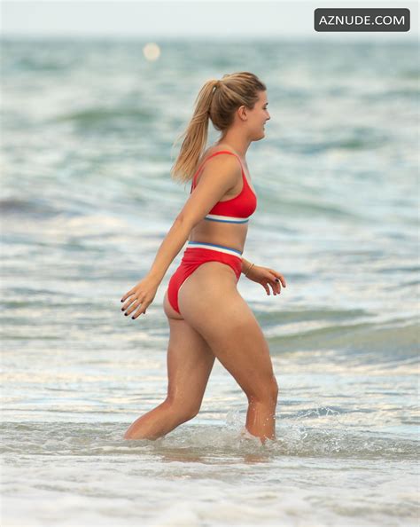 Genie Bouchard Sexy In A Red Bikini On The Beach In Miami Aznude