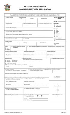 Visa Application Form - Antigua And Barbuda - Forms Online - Forms Gov