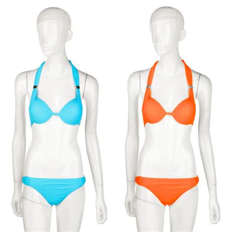 Hw Sexy Women Bandage Bikini With Alloy Connector Set Push Up Padded Low Waist Swimsuit