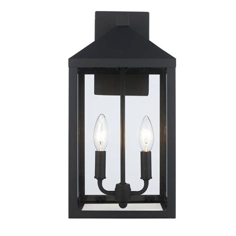 Bel Air Lighting Storm 16 8 In 2 Light Black Outdoor Wall Light Fixture With Clear Glass 51531