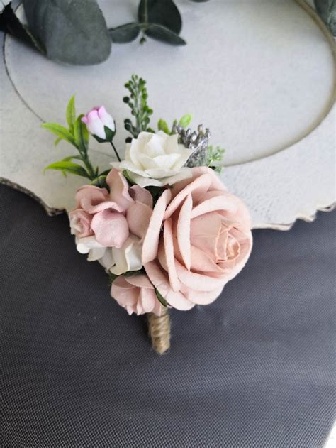 Boutonniere For Wedding Blush Wedding Buttonhole Flower Etsy