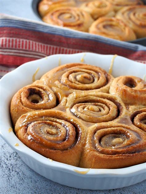 Whole Wheat Cinnamon Rolls With Easy Caramel Glaze Woman Scribbles