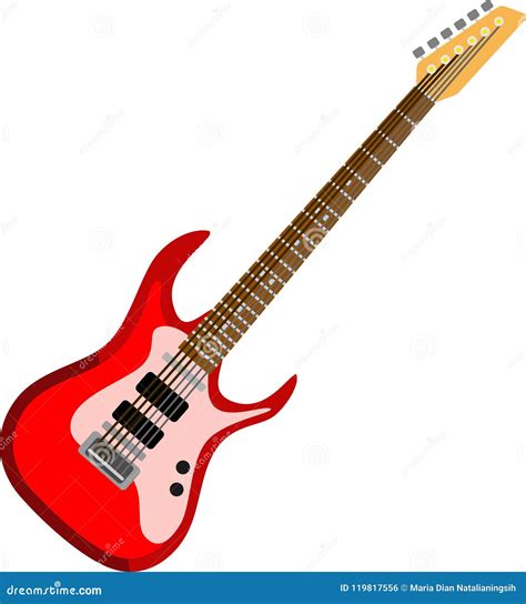 The Red Electric Guitar Stock Vector Illustration Of Guitar 119817556