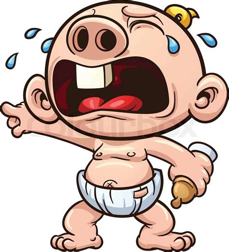 Cartoon Baby Crying Vector Clip Art Illustration With Simple Gradients