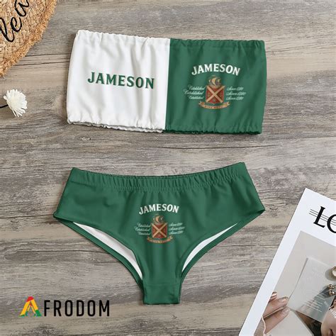 Half And Half Jameson Whiskey Strapless Bandeau Bikini Swimsuit Afrodom