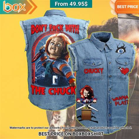 Chucky Don T Fuck With The Chuck 2D Sleeveless Denim Jacket Express Your Unique Style With