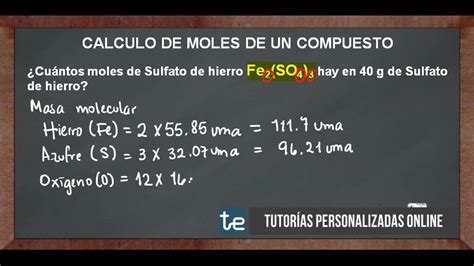 Como Calcular La Cantidad De Moles En Un Compuesto Printable