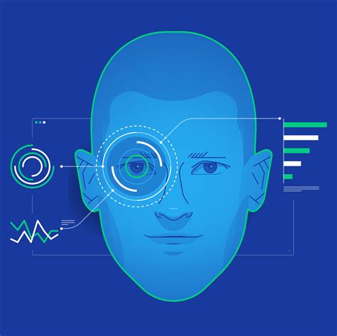 a man's face with an eyeball in the center, surrounded by lines and arrows