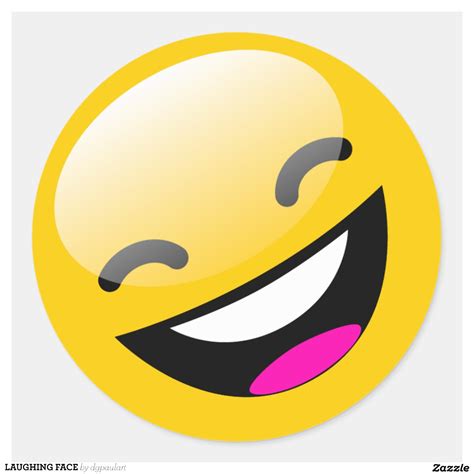 LACHENDER SMILEY RUNDER AUFKLEBER | Zazzle