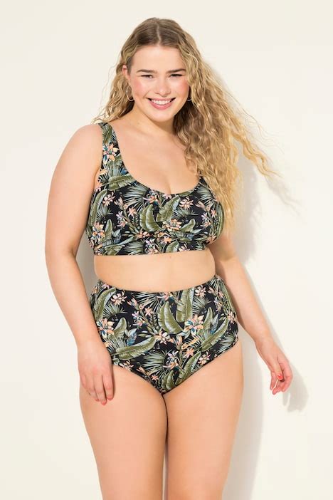 Bikini Slip High Waist Panty Style Tropical Print Bikinis