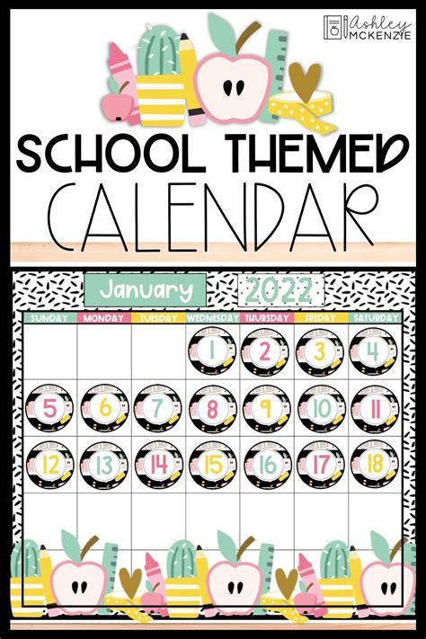 School Supplies Calendar Kit Editable Classroom Calendar Elementary Classroom Decor