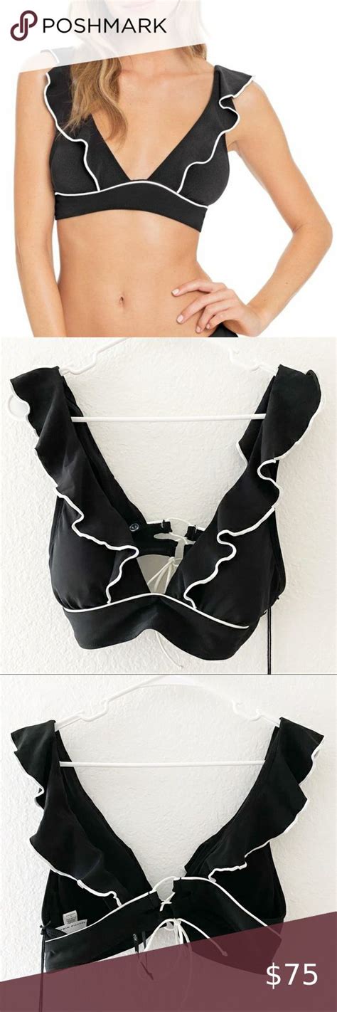 Nwt Robin Piccone Malia Ruffle Bikini Top Ruffled Bikini Top