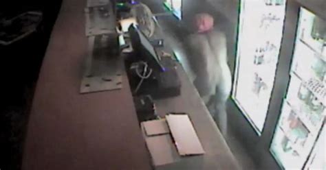 Naked Thief Caught Raiding Off Licence In Hilarious Cctv Showing Him Stalking Shop With Bum On