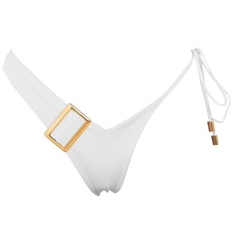 Dulcet Double Layered Asymmetric Bikini Bottom With Golden Details In