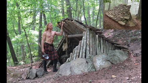 Primitive Bushcraft Shelter Stone Roofed Lean To Youtube