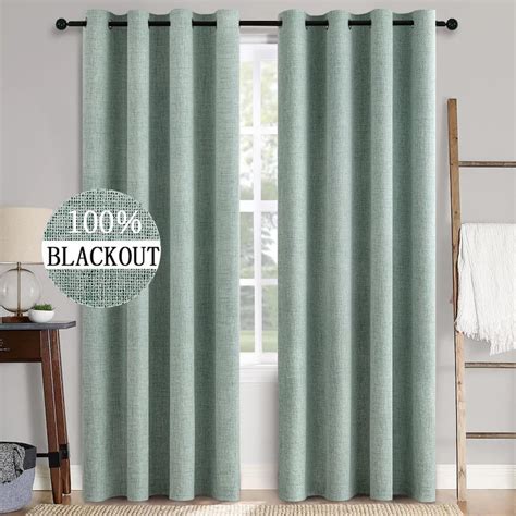 Miulee 2 Panels Blackout Curtains Linen Texture Opaque Curtains For