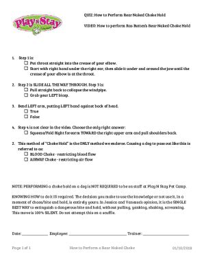 Fillable Online QUIZ How To Perform Rear Naked Choke Hold Fax Email Print PdfFiller
