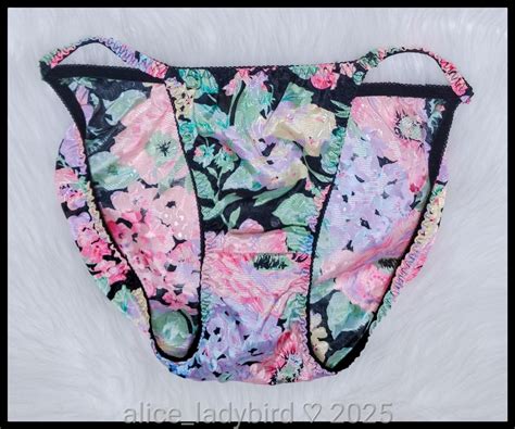Vintage Victoria S Secret String Bikini Panty Floral Gem