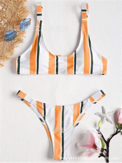 New Vertical Strip Printing Bikini Women Swimwear Wholesale Nihaojewelry