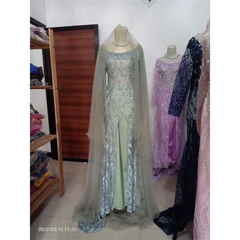 Jual Ekonomis Kebaya Ekor Belah Gaun Pengantin Slim Kebaya