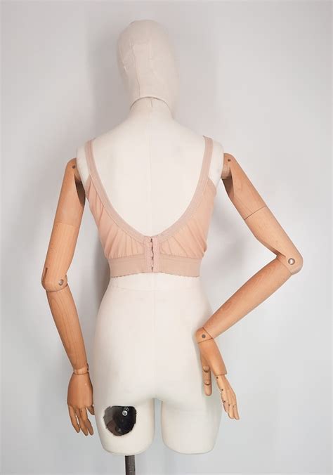 Vintage S Nude Lace Longline Low Back Bullet Bra B Gem