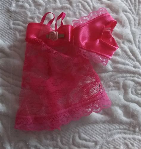 Miniature Dollshouse Barbie Hot Pink Sexy Negligee Matching Panties Set Etsy