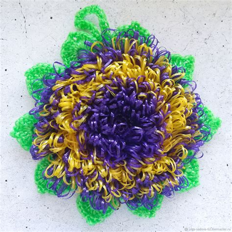Мочалка-цветок вязаная в интернет-магазине Ярмарка Мастеров по цене 297 ...