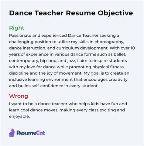 Top 16 Dance Teacher Resume Objective Examples ResumeCat