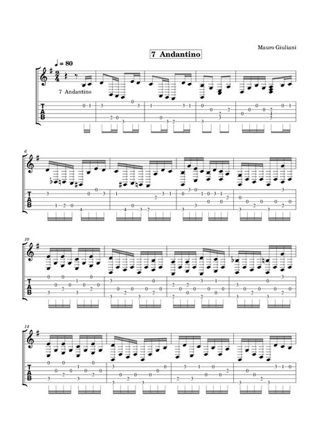 7 Andantino Arr Tracy Dean Mccallum Sheet Music Mauro Giuliani Guitar Tab