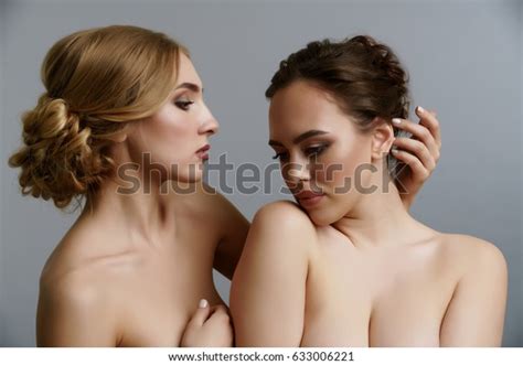 Two Pretty Girls Posing Naked Studio Stock Photo Shutterstock