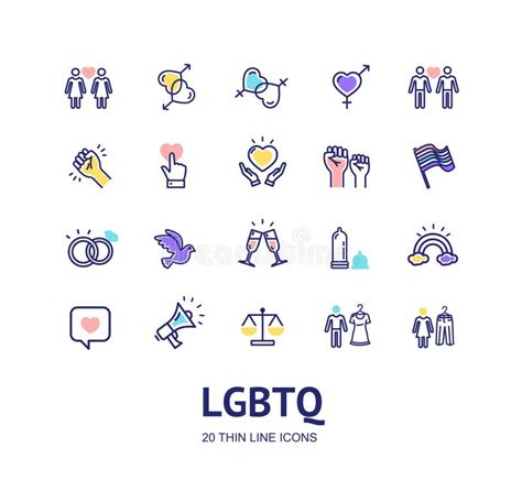 Lgbtq Sign Color Thin Line Icon Set Vector Stock Vector Illustration