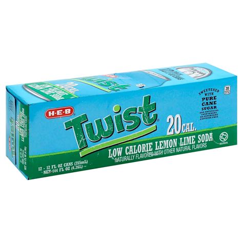 H E B 20 Calorie Twist Lemon Lime Soda 12 Pk Cans Pure Cane Sugar