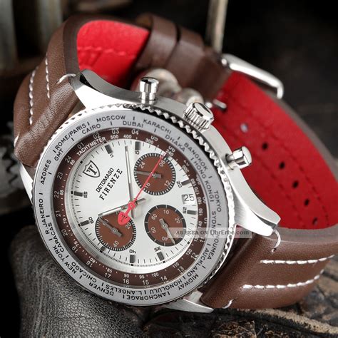 Detomaso Firenze Herrenuhr Chronograph Braun Edelstahl Leder B Ware